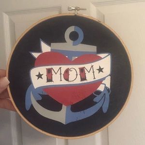 MOM anchor sailor decorative wall hanging embroidery hoop decor